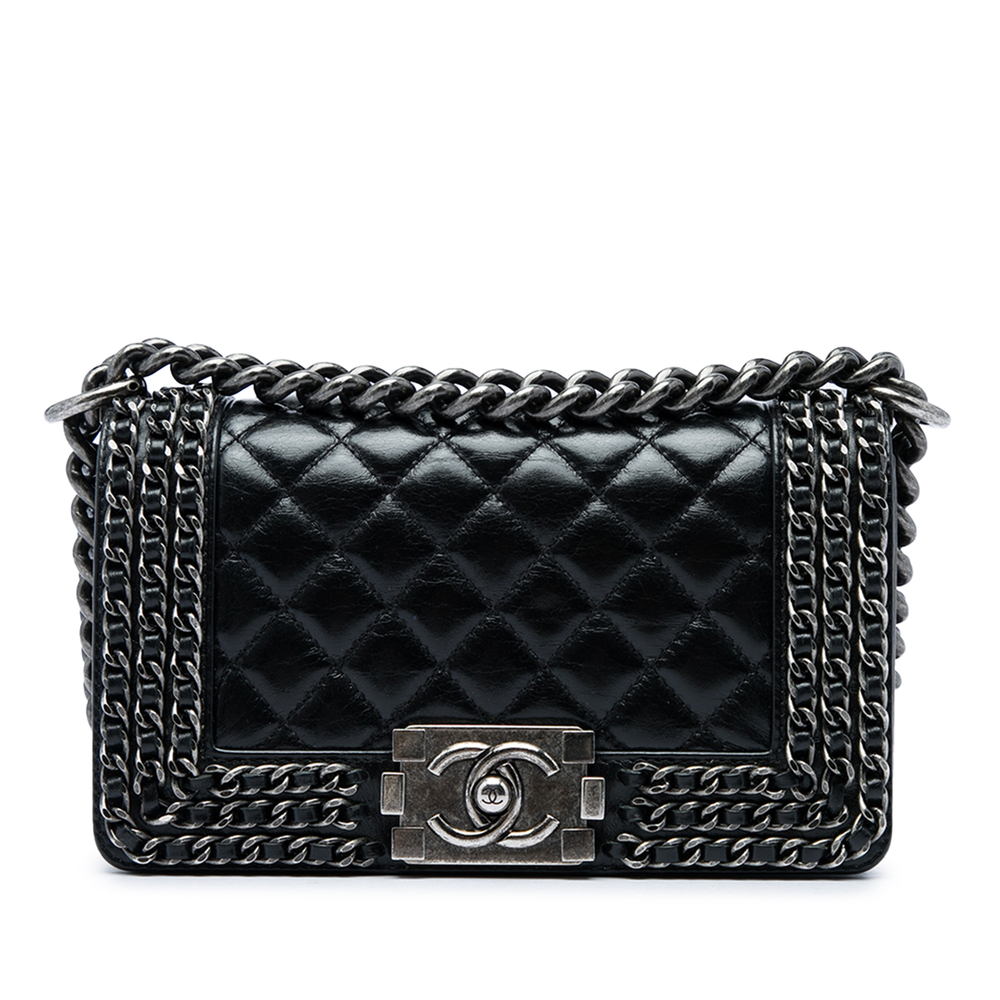 Pre-Loved Chanel Small Quilted Glazed Calfskin Chained Boy Flap